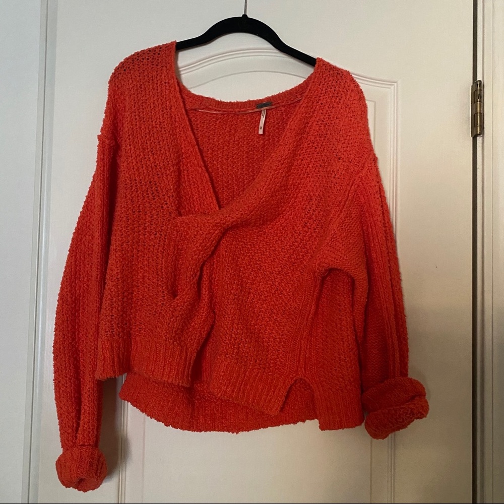 Orange Free People Cross Cable Knit Sweater Size XS
